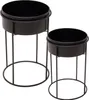 Metall Blumentopf in schwarz auf Ständer - Rund im 2er Set Produktbild-Vorschau 1
