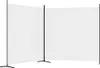 A white fabric screen divided into two sections, supported by black poles and stands. Náhled obrázku produktu