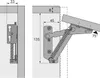 Diagram showing the installation and dimensions of a lift-up fitting for furniture. Náhled obrázku produktu