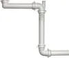A white plastic plumbing trap assembly, also known as a P-trap or S-trap, designed to prevent sewer gases from entering a building. It has a compact, space-saving design. Produktbild-Vorschau