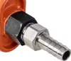 Close-up of a pneumatic fitting attached to an orange component. Produktbild-Vorschau