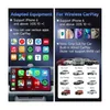 A split image showing product features and compatibility information for a Carlinkit MINI PRO Carplay/Android Auto wireless adapter. Produktbild-Vorschau
