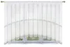 A white sheer curtain hanging over a window. Produktbild-Vorschau