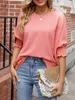 ASKSA T-shirt manches bouffantes col rond femme chemisier Voir les images du produit 3