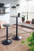 A bar stool and a high table are set up in a room with a large window, plants, and a rug. Produktbild-Vorschau