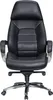 A black leather executive office chair is shown from the front against a white background. Voir les images du produit