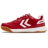 A side view of a single red and white athletic shoe against a white background. Produktbild-Vorschau