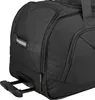 A close-up view of the bottom and side of a black rolling duffel bag. Produktbild-Vorschau