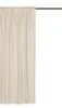 A beige curtain hanging from a rod against a white background. Produktbild-Vorschau