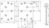 Technical drawing of a hinge with dimensions and labels. Produktbild-Vorschau
