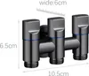 A close-up of a three-way faucet splitter with dimensions indicated. Anteprima dell’immagine prodotto
