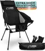 A black camping chair is shown with its accessories and a carrying bag. Voir les images du produit