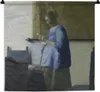 MuchoWow® Wandteppich Wandbehang Frau in Blau liest einen Produktbild-Vorschau 1