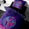 A close-up view of a duvet cover and pillowcase with a gaming-themed design. Produktbild-Vorschau