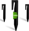 Three black garden stakes are shown against a white background. One stake in the center has a green overlay with the text '100x'.