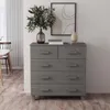Sideboard HAMAR Hellgrau 79x40x80 cm Massivholz Kiefer Produktbild-Vorschau 2
