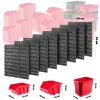 A collage of storage bins and panels, with dimensions indicated. Produktbild-Vorschau