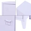 A collage of four close-up images showing different details of a purple metal nightstand. Náhľad obrázku produktu