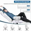 A person relaxing in a gaming chair, with smaller images of the chair at the bottom. Podgląd zdjęcia produktu