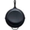 A top-down view of a black cast iron frying pan on a white background. Produktbild-Vorschau