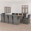 vidaXL 9-tlg. Garten-Essgruppe mit Kissen Poly Rattan Grau Produktbild-Vorschau 15