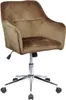 A brown velvet office chair with a silver base and wheels, shown against a white background.