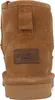The back view of a brown suede boot with a brand logo. Produktbild-Vorschau