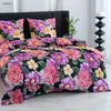 A close-up view of a bed with a floral-patterned duvet and pillows. Produktbild-Vorschau