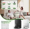 A couple celebrating on a couch with drinks, with product accessories and compatible robot vacuums shown. Produktbild-Vorschau