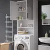 A white washing machine cabinet is shown in a modern bathroom setting. Produktbild-Vorschau