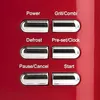 A close-up view of the control panel of a red appliance, likely a microwave oven, showing various buttons and their labels. Produktbild-Vorschau