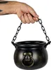 Schwarzer Hexenkessel mit Totenkopf und Kette als Henkel 14 Produktbild-Vorschau 3