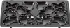 A top-down view of a black waffle iron plate with multiple shaped molds. Produktbild-Vorschau