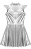 Damen Alien Kostüm Metallic Kleid Gr L Silber mit Fühler Produktbild-Vorschau 6