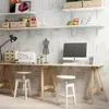 A sewing and crafting workspace with a desk, sewing machine, computer, and stools. Anteprima dell’immagine prodotto