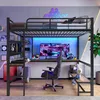 A gamer's bedroom setup featuring a loft bed with a desk and gaming equipment underneath. Podgląd zdjęcia produktu