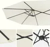A collage of images showing the details of a cream-colored umbrella frame and fabric. Náhled obrázku produktu