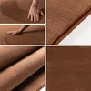 A collage of images showing a brown rug from different angles, including close-ups of the texture and hands interacting with it. Produktbild-Vorschau