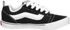 A side view of a single black Vans Knu Skool shoe with white laces and a white side stripe. Voir les images du produit