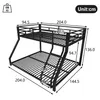 A diagram of a black metal bunk bed with dimensions indicated. Podgląd zdjęcia produktu