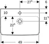 A technical drawing with dimensions of a sink. Produktbild-Vorschau