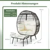 A diagram showing the dimensions of a rattan egg chair and ottoman. Anteprima dell’immagine prodotto