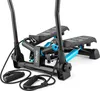 A close-up shot of a black and blue stepper fitness machine with resistance bands. Voir les images du produit
