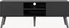 A dark gray TV stand with two cabinet doors and two open shelves, supported by four angled legs. Anteprima dell’immagine prodotto