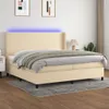 Boxspringbett mit Matratze & LED Creme 200x200 cm Stoff Produktbild-Vorschau 2