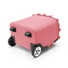 A pink trolley with black wheels and handles against a white background. Produktbild-Vorschau