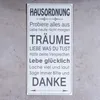 Wandbild 20x40cm Hausordnung Spruch Wandschild Danke Träume Produktbild-Vorschau 2
