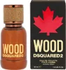 A bottle of Dsquared2 Wood Eau de Toilette and its packaging are shown against a white background. Anteprima dell’immagine prodotto