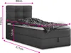 A diagram showing the dimensions of a single bed with a headboard and mattress topper. Produktbild-Vorschau