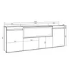 A technical drawing with dimensions of a sideboard or highboard. Produktbild-Vorschau